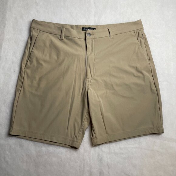 Members Mark Men Khaki Tan Mid Rise Benton Performance Golf Chino Shorts Size 40 - Picture 1 of 11